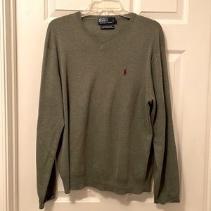 Polo by Ralph Lauren mens v-neck sweater 100% Pima Cotton, size large